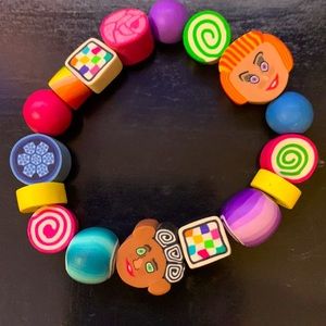 Fun bracelet with pink purple green yellow and red beads